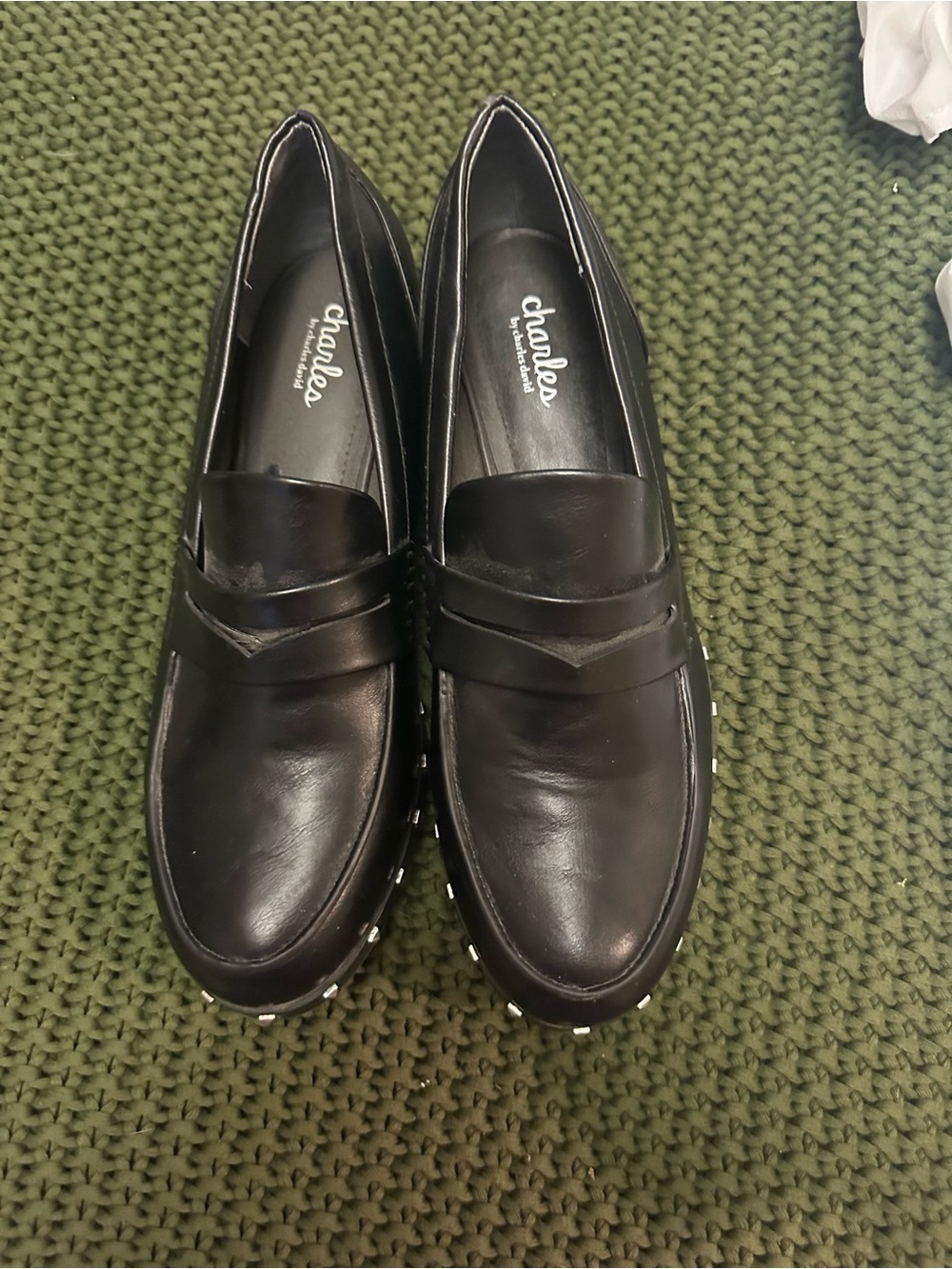 Charles By Charles David Black Leather Penny Loafers